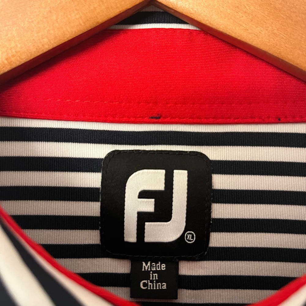 FootJoy Men’s Navy Striped Polo Shirt - Picture 4 of 6